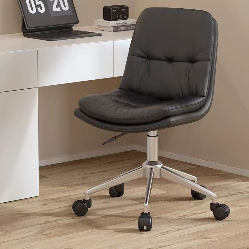 Modern Minimalist PU Leather Sponge Steel Base Square Desk Chair Adjustable Backrest Armless Swivel For Home Office DFM-F