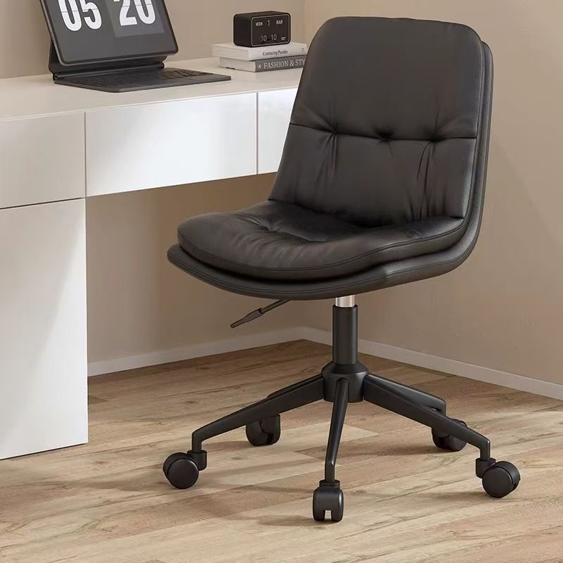 Modern Minimalist PU Leather Sponge Steel Base Square Desk Chair Adjustable Backrest Armless Swivel For Home Office DFM-F