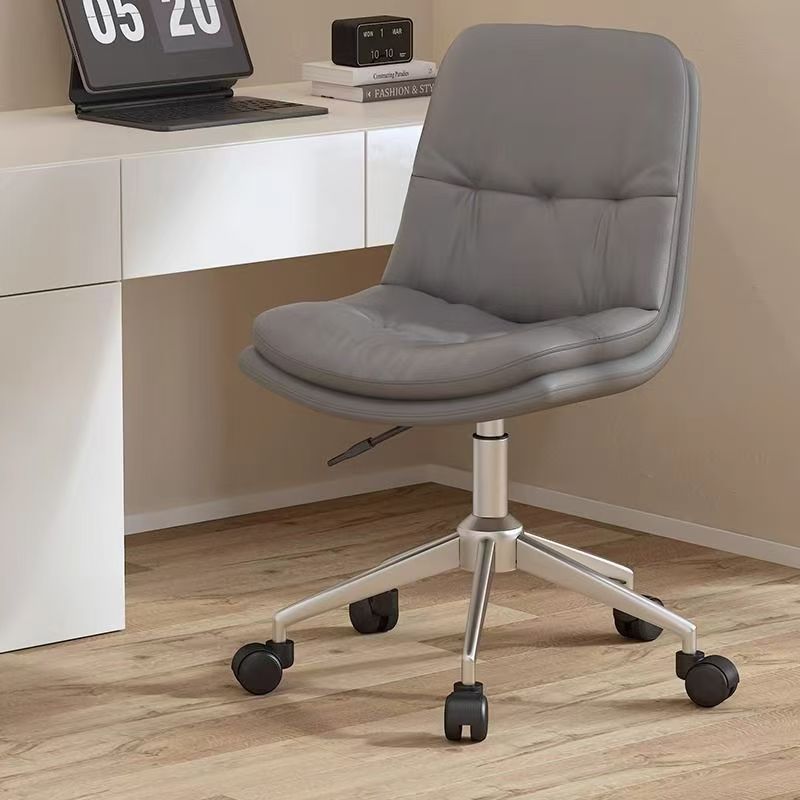 Modern Minimalist PU Leather Sponge Steel Base Square Desk Chair Adjustable Backrest Armless Swivel For Home Office