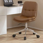 Modern Minimalist PU Leather Sponge Steel Base Square Desk Chair Adjustable Backrest Armless Swivel For Home Office DFM-F