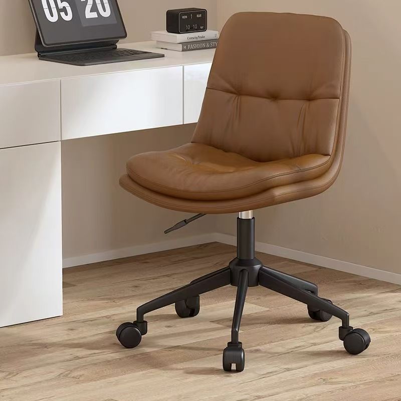 Modern Minimalist PU Leather Sponge Steel Base Square Desk Chair Adjustable Backrest Armless Swivel For Home Office DFM-F