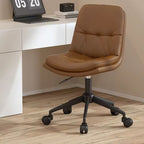 Modern Minimalist PU Leather Sponge Steel Base Square Desk Chair Adjustable Backrest Armless Swivel For Home Office DFM-F
