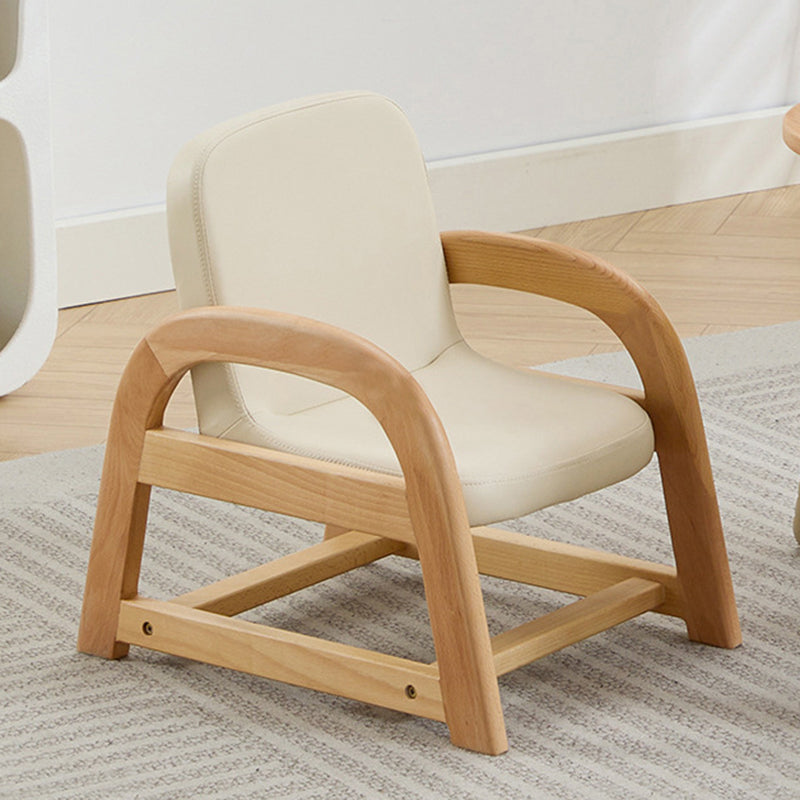 Lumendat Contemporary Scandinavian Kids Beech Frame PU Leather Sponge Curved Accent Chair Height Adjustable Backrest Armrests For Living Room Lumendat