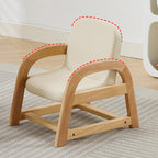 Lumendat Contemporary Scandinavian Kids Beech Frame PU Leather Sponge Curved Accent Chair Height Adjustable Backrest Armrests For Living Room Lumendat