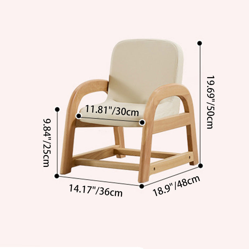 Lumendat Contemporary Scandinavian Kids Beech Frame PU Leather Sponge Curved Accent Chair Height Adjustable Backrest Armrests For Living Room Lumendat