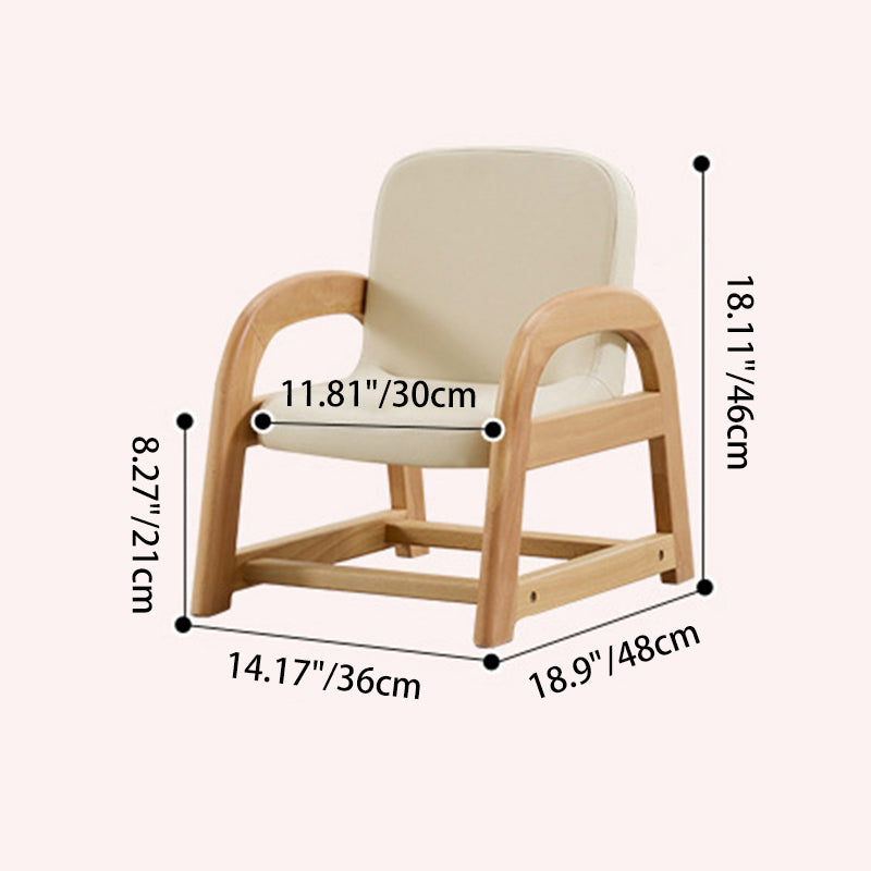 Lumendat Contemporary Scandinavian Kids Beech Frame PU Leather Sponge Curved Accent Chair Height Adjustable Backrest Armrests For Living Room Lumendat