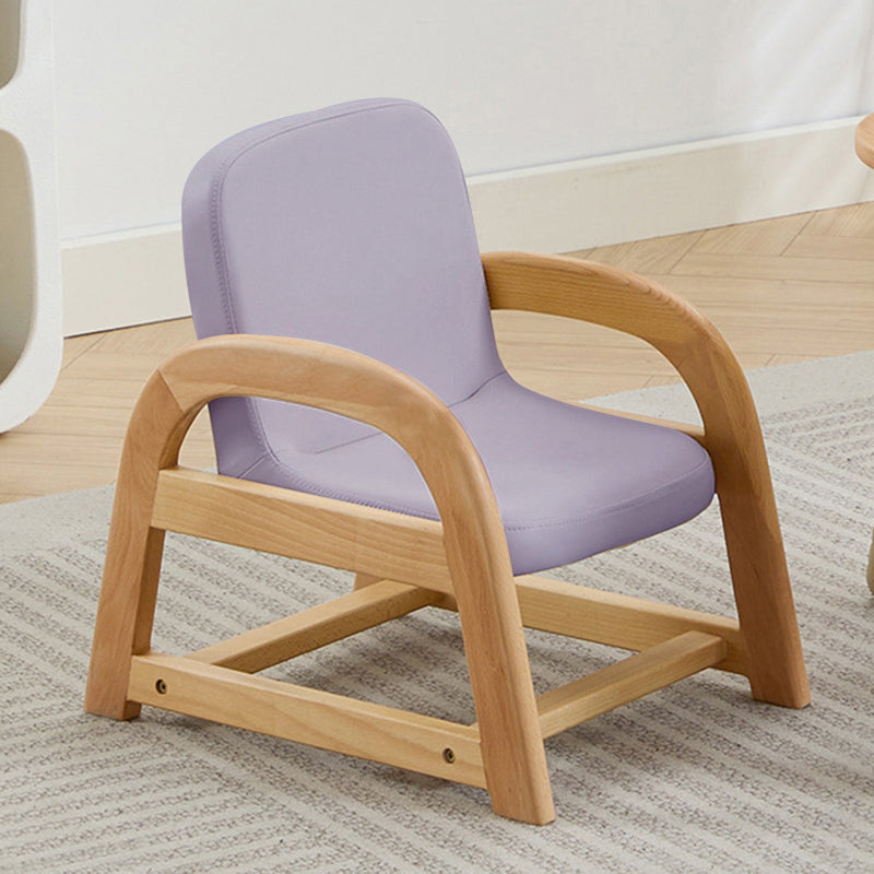 Lumendat Contemporary Scandinavian Kids Beech Frame PU Leather Sponge Curved Accent Chair Height Adjustable Backrest Armrests For Living Room Lumendat