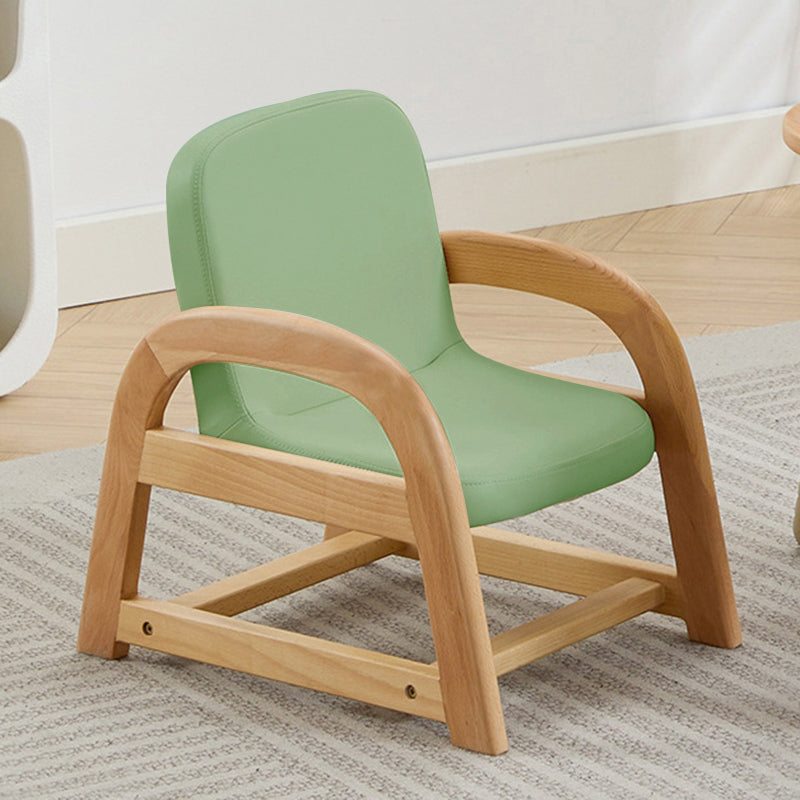 Lumendat Contemporary Scandinavian Kids Beech Frame PU Leather Sponge Curved Accent Chair Height Adjustable Backrest Armrests For Living Room Lumendat