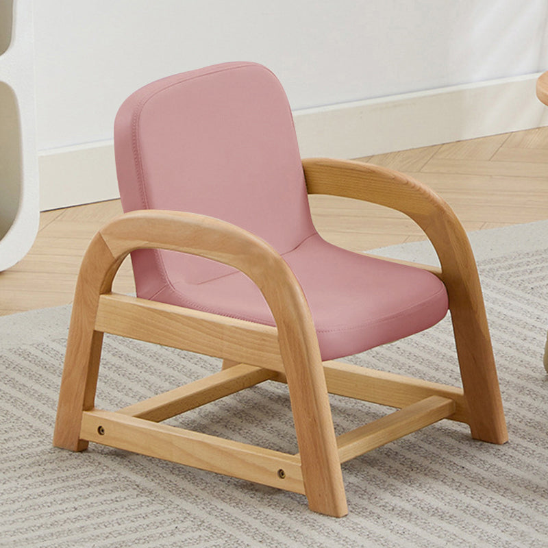 Lumendat Contemporary Scandinavian Kids Beech Frame PU Leather Sponge Curved Accent Chair Height Adjustable Backrest Armrests For Living Room Lumendat