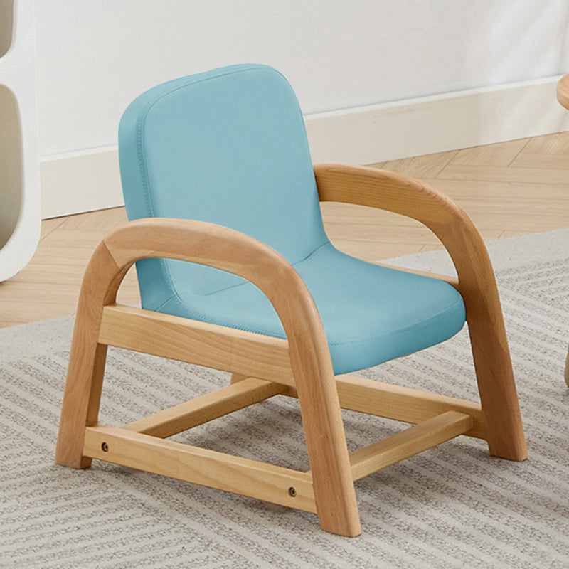 Lumendat Contemporary Scandinavian Kids Beech Frame PU Leather Sponge Curved Accent Chair Height Adjustable Backrest Armrests For Living Room Lumendat