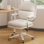 Modern Minimalist PU Leather Nylon Mid-Back Height Adjustable Desk Chair Backrest Armrest For Home Office DFM-F