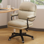 Modern Minimalist PU Leather Nylon Mid-Back Height Adjustable Desk Chair Backrest Armrest For Home Office DFM-F