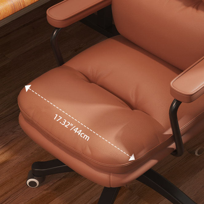 Modern Minimalist PU Leather Nylon Mid-Back Height Adjustable Desk Chair Backrest Armrest For Home Office DFM-F