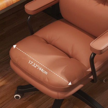 Modern Minimalist PU Leather Nylon Mid-Back Height Adjustable Desk Chair Backrest Armrest For Home Office