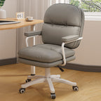 Modern Minimalist PU Leather Nylon Mid-Back Height Adjustable Desk Chair Backrest Armrest For Home Office DFM-F