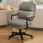 Modern Minimalist PU Leather Nylon Mid-Back Height Adjustable Desk Chair Backrest Armrest For Home Office DFM-F