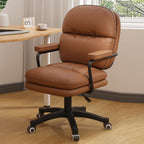 Modern Minimalist PU Leather Nylon Mid-Back Height Adjustable Desk Chair Backrest Armrest For Home Office DFM-F