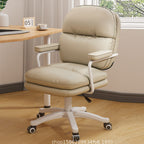 Modern Minimalist PU Leather Nylon Mid-Back Height Adjustable Desk Chair Backrest Armrest For Home Office DFM-F