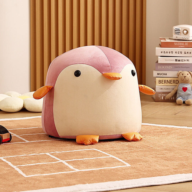 Lumendat Contemporary Creative Kids Velvet Sponge Fireproof Board Penguin Shaped Low Stool Backrest Armless For Living Room Lumendat