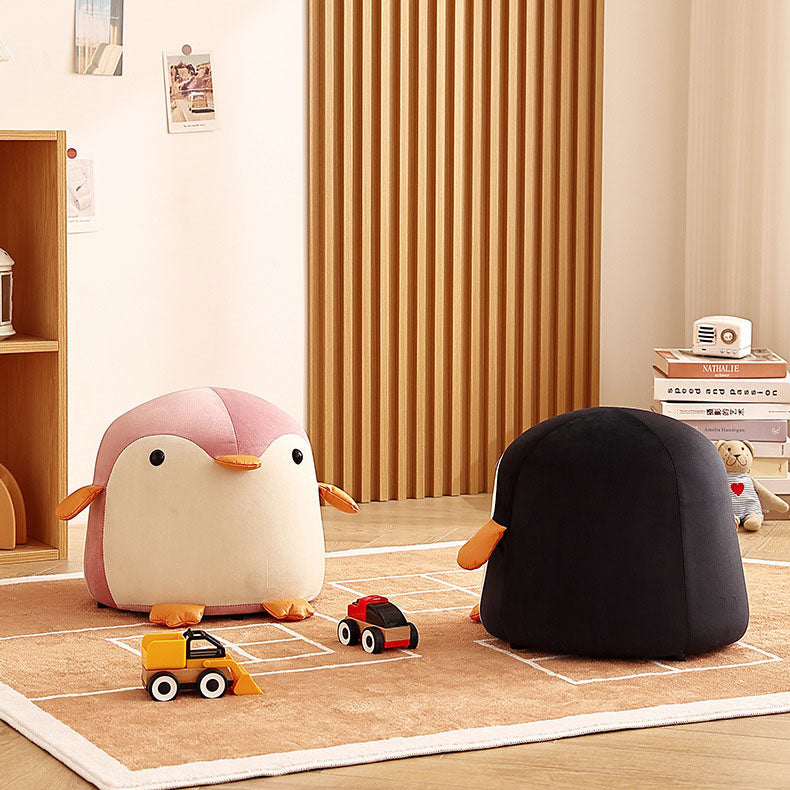 Lumendat Contemporary Creative Kids Velvet Sponge Fireproof Board Penguin Shaped Low Stool Backrest Armless For Living Room Lumendat