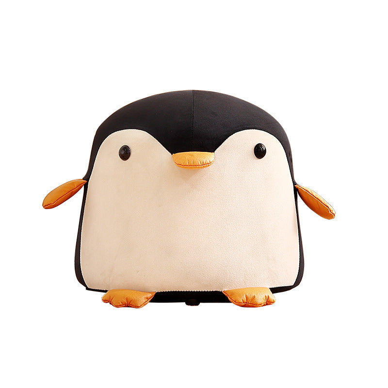 Lumendat Contemporary Creative Kids Velvet Sponge Fireproof Board Penguin Shaped Low Stool Backrest Armless For Living Room Lumendat