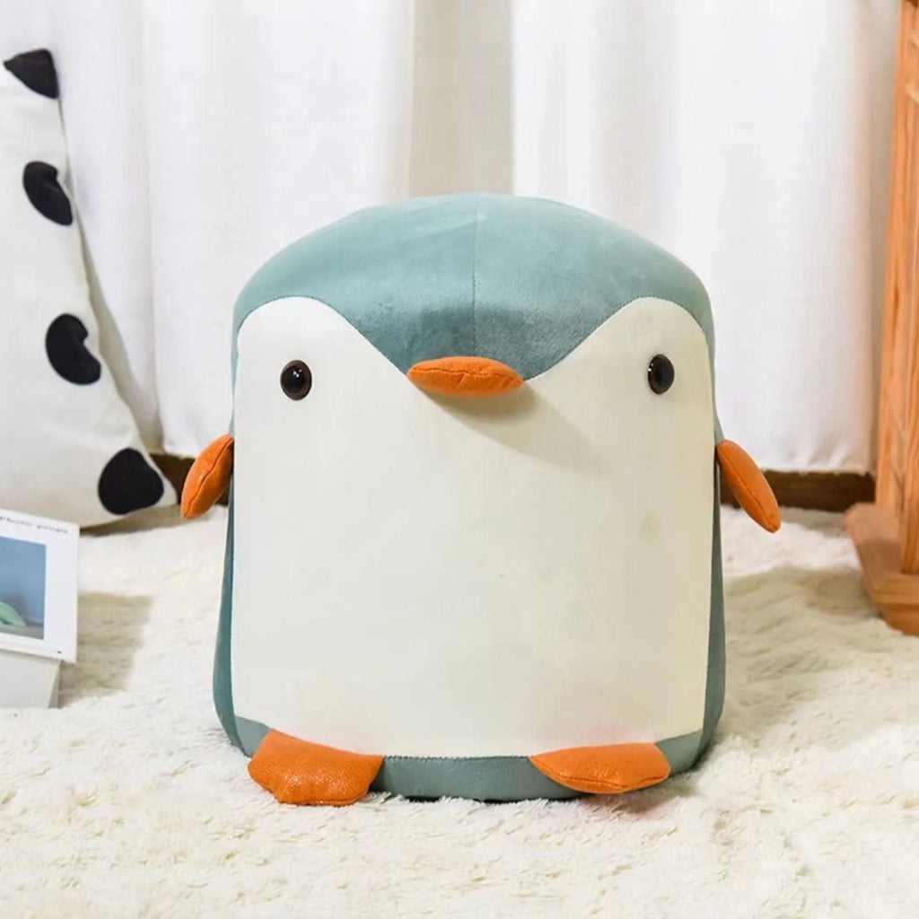 Lumendat Contemporary Creative Kids Velvet Sponge Fireproof Board Penguin Shaped Low Stool Backrest Armless For Living Room Lumendat