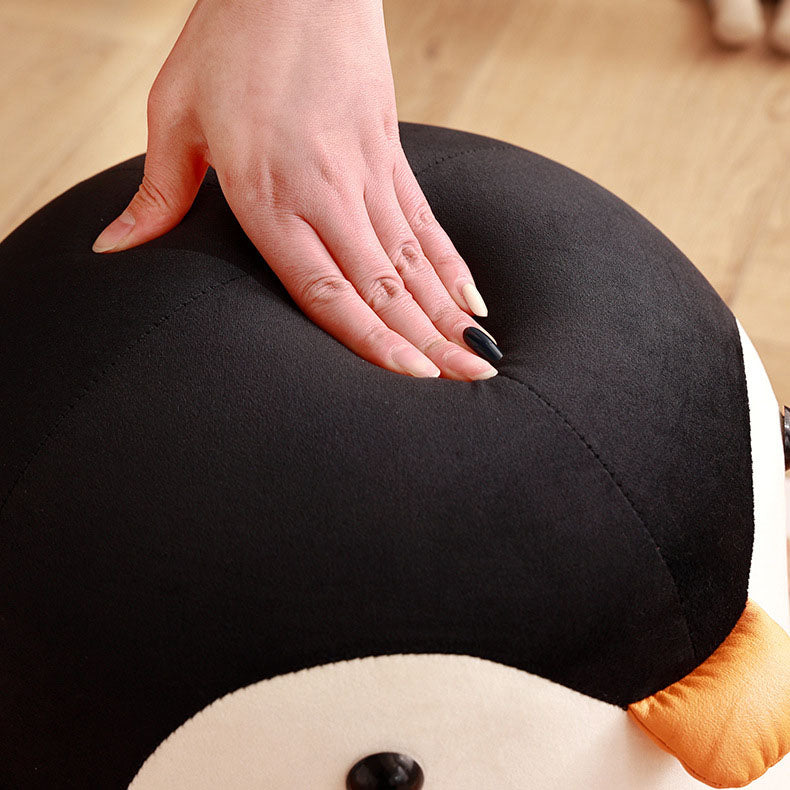 Lumendat Contemporary Creative Kids Velvet Sponge Fireproof Board Penguin Shaped Low Stool Backrest Armless For Living Room Lumendat