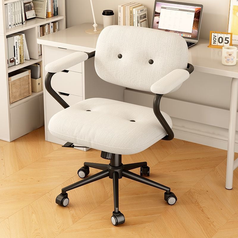 Modern Minimalist Corduroy Iron Mid-Back Height Adjustable Desk Chair Backrest Armrest For Home Office DFM-F