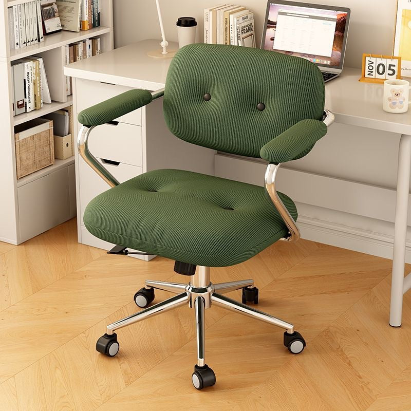 Modern Minimalist Corduroy Iron Mid-Back Height Adjustable Desk Chair Backrest Armrest For Home Office DFM-F