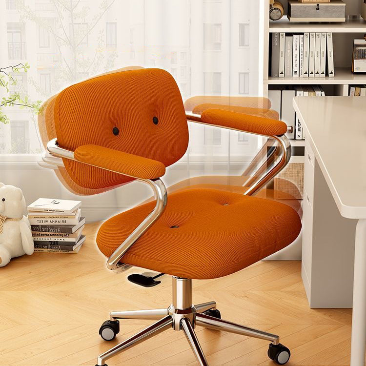 Modern Minimalist Corduroy Iron Mid-Back Height Adjustable Desk Chair Backrest Armrest For Home Office DFM-F