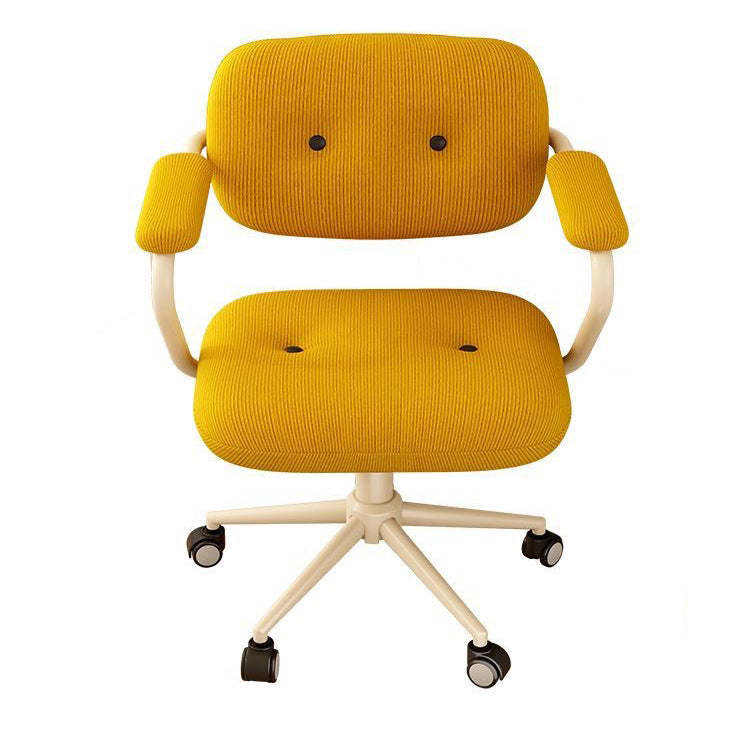 Modern Minimalist Corduroy Iron Mid-Back Height Adjustable Desk Chair Backrest Armrest For Home Office DFM-F