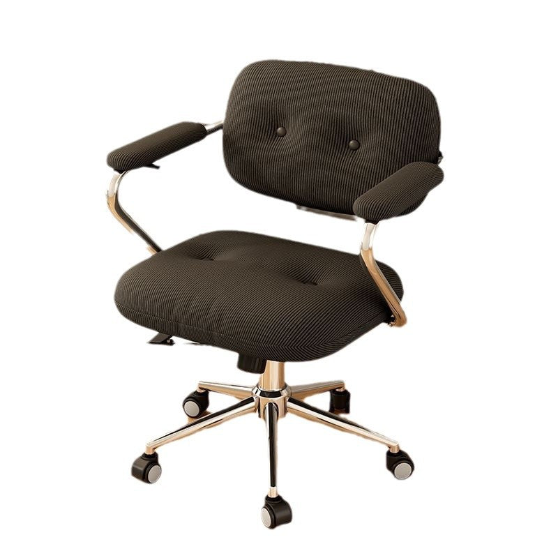 Modern Minimalist Corduroy Iron Mid-Back Height Adjustable Desk Chair Backrest Armrest For Home Office DFM-F