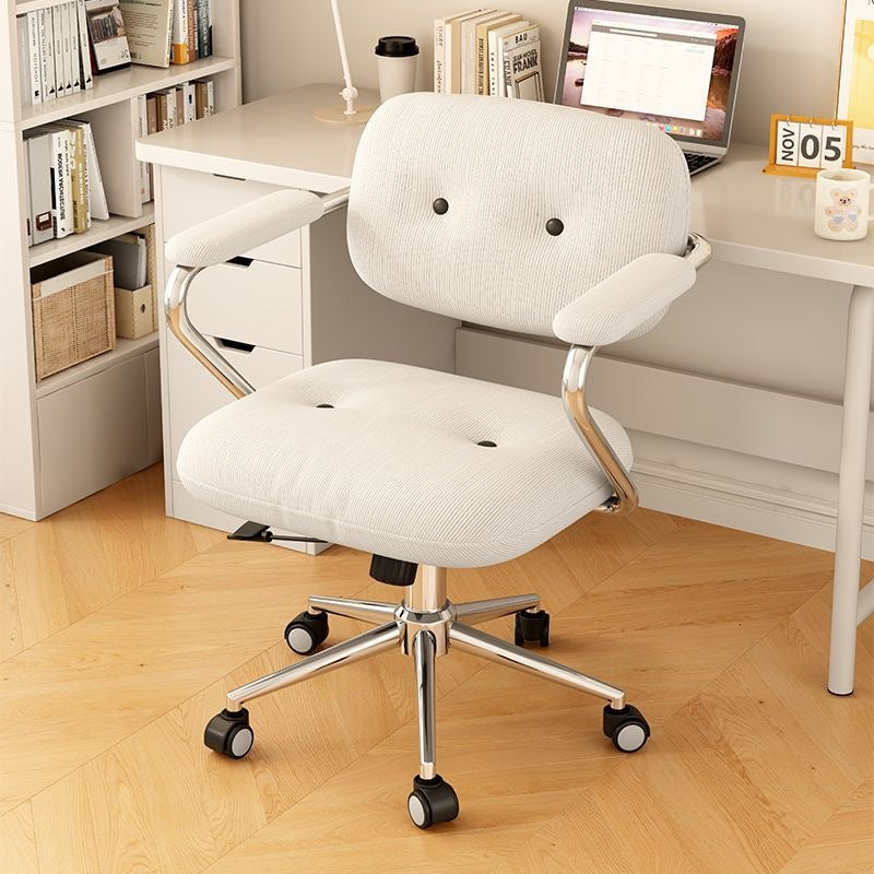 Modern Minimalist Corduroy Iron Mid-Back Height Adjustable Desk Chair Backrest Armrest For Home Office DFM-F