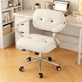 Modern Minimalist Corduroy Iron Mid-Back Height Adjustable Desk Chair Backrest Armrest For Home Office DFM-F