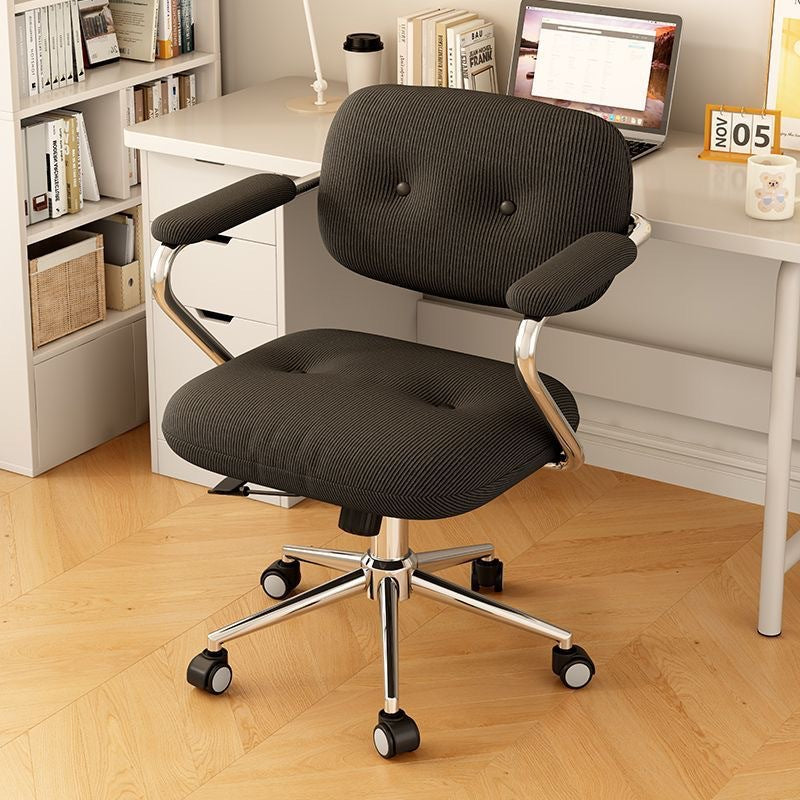 Modern Minimalist Corduroy Iron Mid-Back Height Adjustable Desk Chair Backrest Armrest For Home Office DFM-F