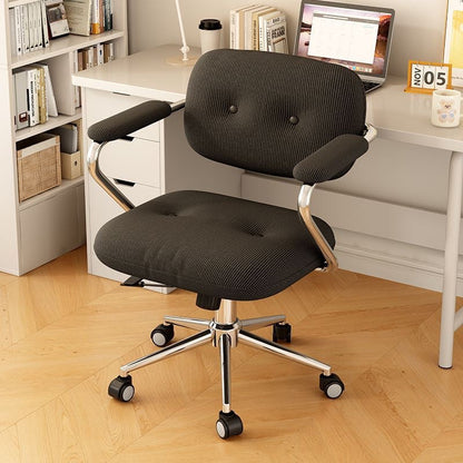 Modern Minimalist Corduroy Iron Mid-Back Height Adjustable Desk Chair Backrest Armrest For Home Office