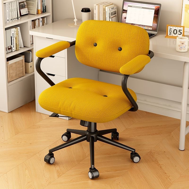 Modern Minimalist Corduroy Iron Mid-Back Height Adjustable Desk Chair Backrest Armrest For Home Office DFM-F