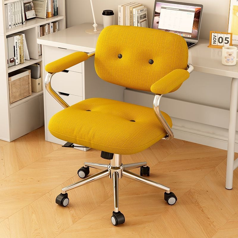 Modern Minimalist Corduroy Iron Mid-Back Height Adjustable Desk Chair Backrest Armrest For Home Office DFM-F