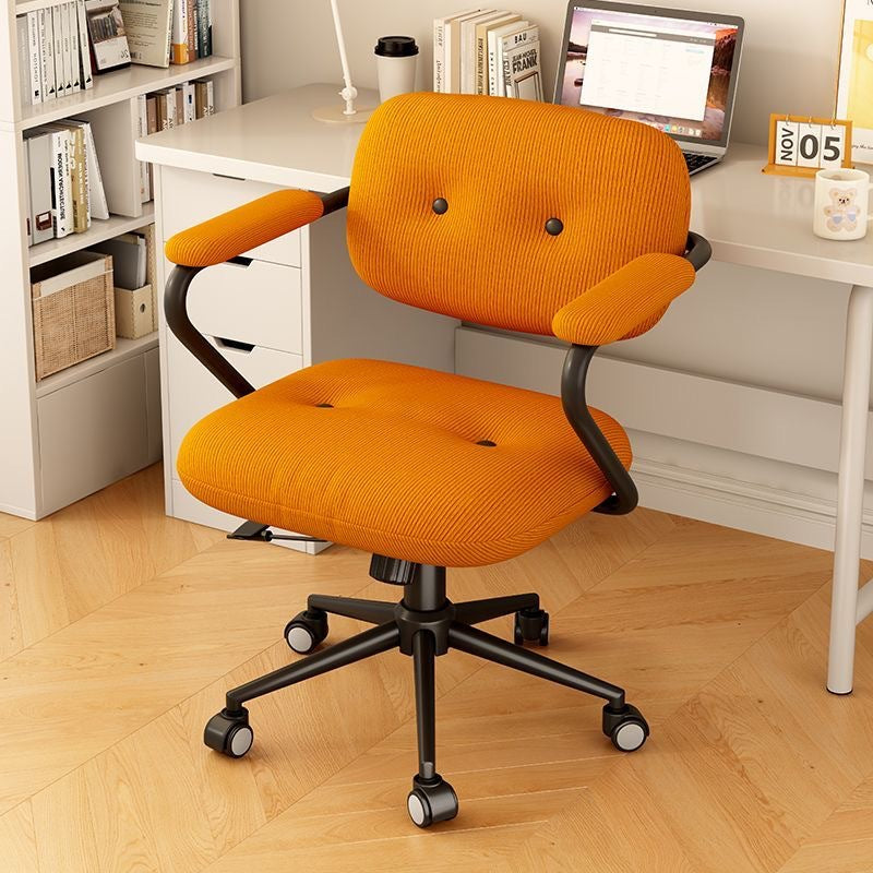 Modern Minimalist Corduroy Iron Mid-Back Height Adjustable Desk Chair Backrest Armrest For Home Office DFM-F