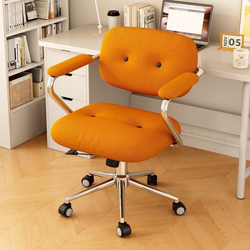 Modern Minimalist Corduroy Iron Mid-Back Height Adjustable Desk Chair Backrest Armrest For Home Office DFM-F