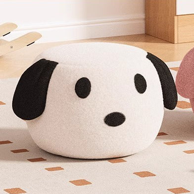 Lumendat Contemporary Creative Kids Teddy Fleece Fabric Sponge Solid Wood Cartoon Dog Shaped Low Stool Backless Armless For Living Room Lumendat
