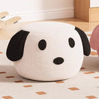 Lumendat Contemporary Creative Kids Teddy Fleece Fabric Sponge Solid Wood Cartoon Dog Shaped Low Stool Backless Armless For Living Room Lumendat