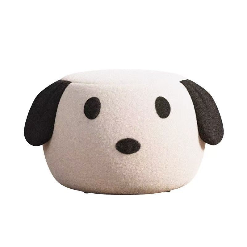 Lumendat Contemporary Creative Kids Teddy Fleece Fabric Sponge Solid Wood Cartoon Dog Shaped Low Stool Backless Armless For Living Room Lumendat