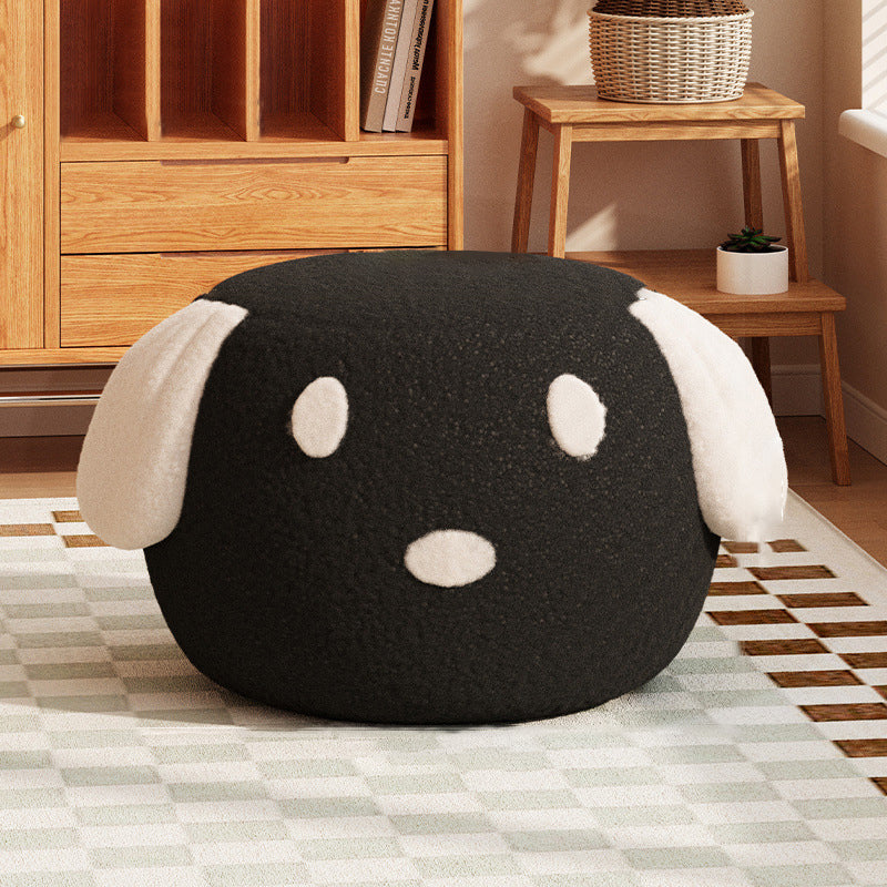 Lumendat Contemporary Creative Kids Teddy Fleece Fabric Sponge Solid Wood Cartoon Dog Shaped Low Stool Backless Armless For Living Room Lumendat