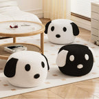 Lumendat Contemporary Creative Kids Teddy Fleece Fabric Sponge Solid Wood Cartoon Dog Shaped Low Stool Backless Armless For Living Room Lumendat