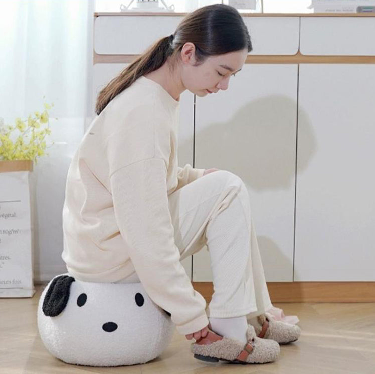 Lumendat Contemporary Creative Kids Teddy Fleece Fabric Sponge Solid Wood Cartoon Dog Shaped Low Stool Backless Armless For Living Room Lumendat