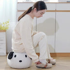Lumendat Contemporary Creative Kids Teddy Fleece Fabric Sponge Solid Wood Cartoon Dog Shaped Low Stool Backless Armless For Living Room Lumendat