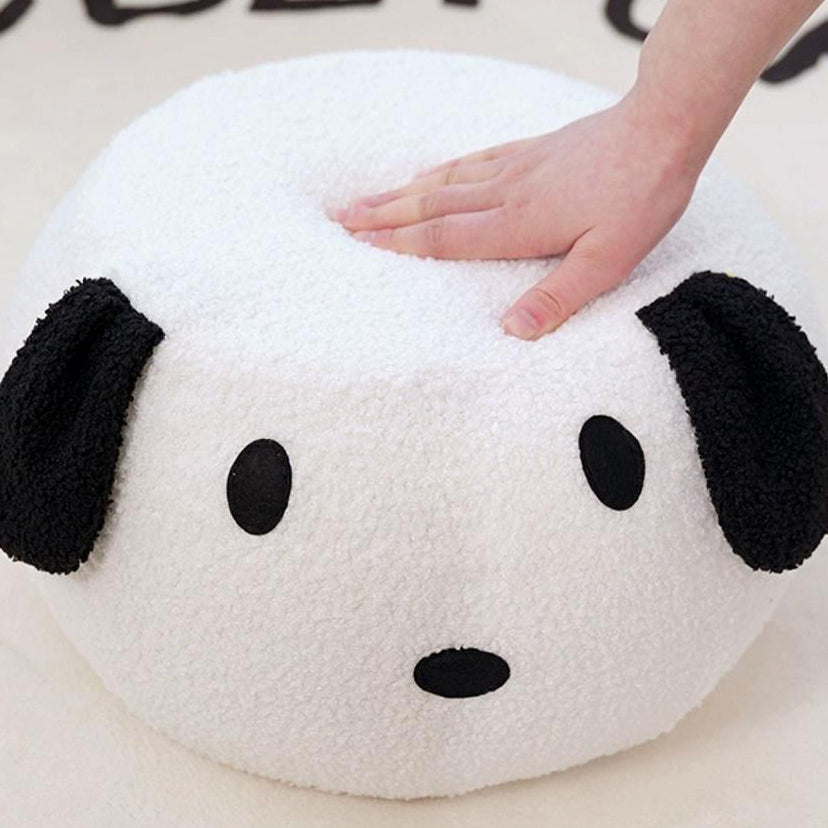 Lumendat Contemporary Creative Kids Teddy Fleece Fabric Sponge Solid Wood Cartoon Dog Shaped Low Stool Backless Armless For Living Room Lumendat