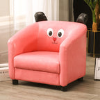 Lumendat Contemporary Creative Kids Oil-Waxed Leather Wood Cartoon Animal Shaped Accent Chair Backrest Armrest For Living Room Lumendat