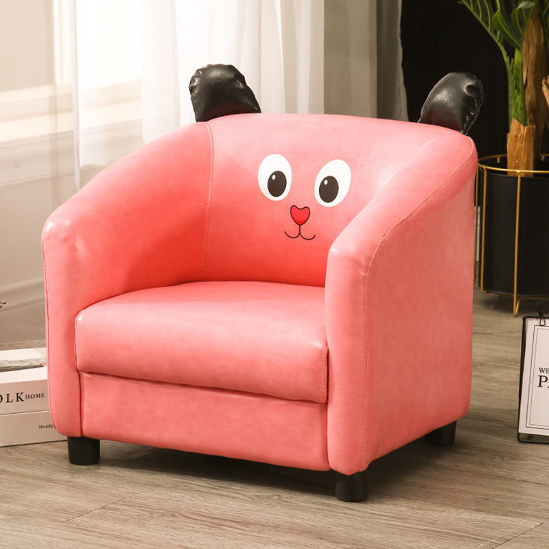 Lumendat Contemporary Creative Kids Oil-Waxed Leather Wood Cartoon Animal Shaped Accent Chair Backrest Armrest For Living Room Lumendat